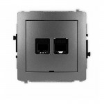 11DGTKBO Gniazdo telefoniczne 1x RJ11 + Gniazdo komputerowe 1x RJ45 kat.5e bez plakietki opisowej  Grafitowy