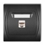 11LGK-1 Gniazdo komputerowe 1x RJ45 kat.5e, 8 stykowe, demontowalna ramka w komplecie  Grafitowy