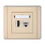 1FGHK Gniazdo HDMI + Gniazdo komputerowe 1x RJ45 kat.5e  Beżowy