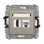 60IGHK Gniazdo HDMI 2.0 4K + Gniazdo komputerowe 1x RJ45 kat.5e  Taupe