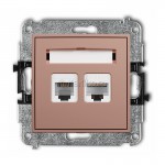 62MGTK Gniazdo telefoniczne 1x RJ11 + Gniazdo komputerowe 1x RJ45 kat.5e  Łososiowy