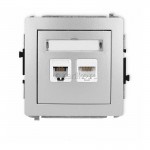 7DGTK Gniazdo telefoniczne 1x RJ11 + Gniazdo komputerowe 1x RJ45 kat.5e  Srebrny Metalik