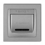 7DSH-1 Łącznik hotelowy z podświetleniem LED 16A, produkt z ramką  Srebrny Metalik