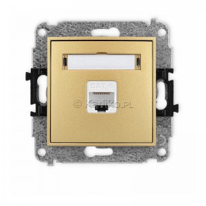 29IGK-3 Gniazdo komputerowe 1x RJ45 kat.6, 8 stykowe Złoty Karlik Icon - Widok z przodu