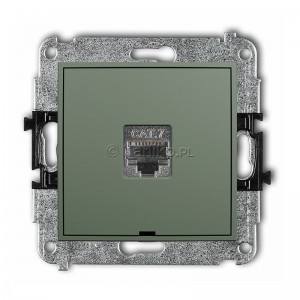 Gniazdo komputerowe 1x RJ45 kat.7 bez plakietki opisowej, ekranowane, 8 stykowe Szałwiowy Karlik Mini - Widok z przodu