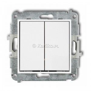 IWP-2 Łącznik podwójny 10A, zaciski śrubowe Biały Karlik Icon - Widok z przodu